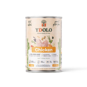 YDOLO Wet Food Chicken Blik natvoer met de smaak chicken, speciaal samengesteld voor honden. Rijk aan hoogwaardig vlees en natuurlijke ingrediënten voor een smakelijke en voedzame maaltijd.