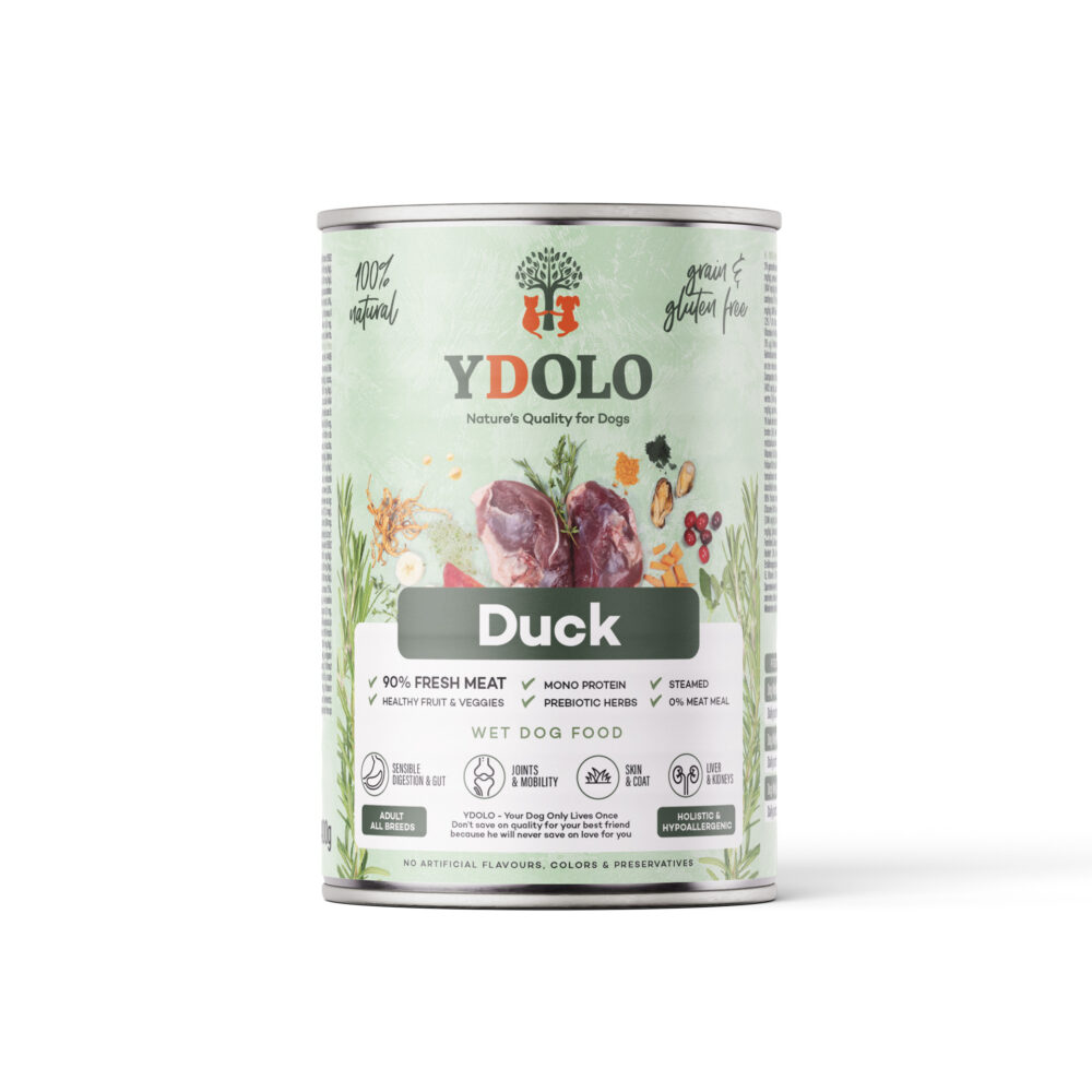 Blik natvoer met de smaak duck, speciaal samengesteld voor honden. Rijk aan hoogwaardig vlees en natuurlijke ingrediënten voor een smakelijke en voedzame maaltijd.