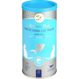 Pawfect gevriesdroogde kattensnoepjes vis – 100% natuurlijke vissnack boordevol omega 3 en 6, zonder toevoegingen. Gezonde traktatie voor katten die van vis houden.